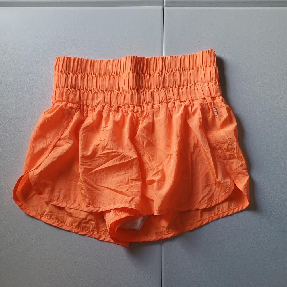 Free People movement Shorts Womens Large Neon Orange Athletic Lightweight Lined